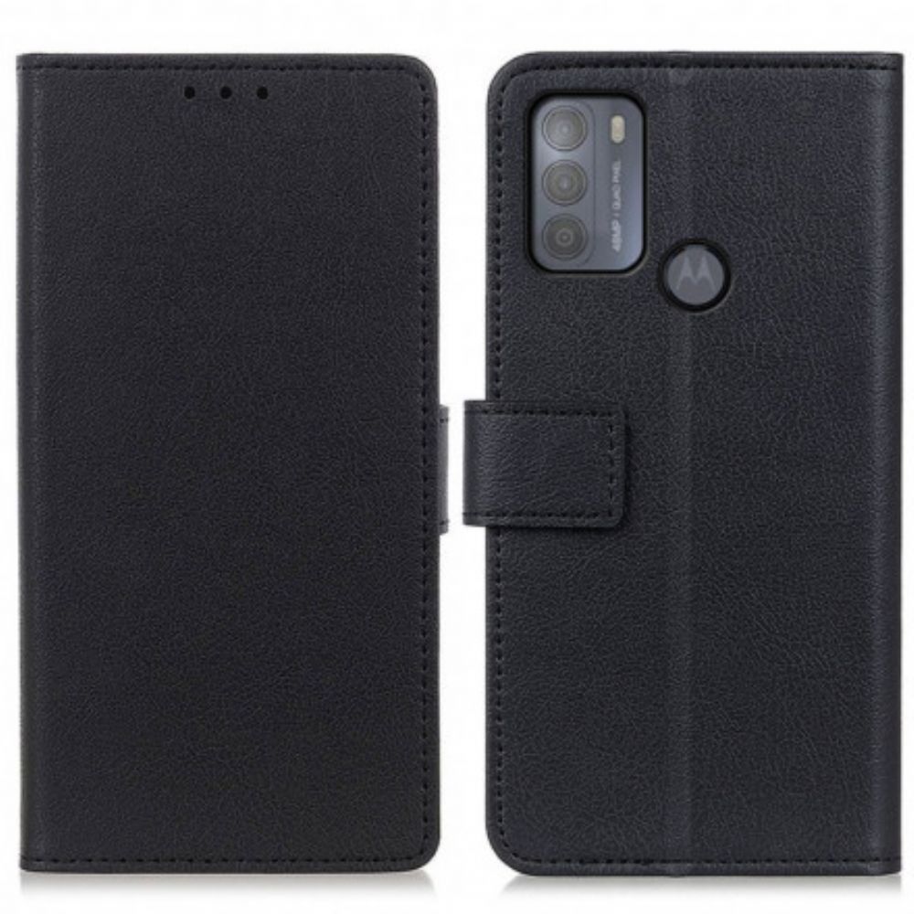 Folio-hoesje voor Moto G50 Klassiek Leereffect