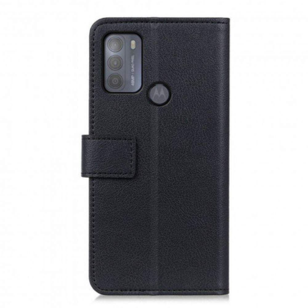 Folio-hoesje voor Moto G50 Klassiek Leereffect