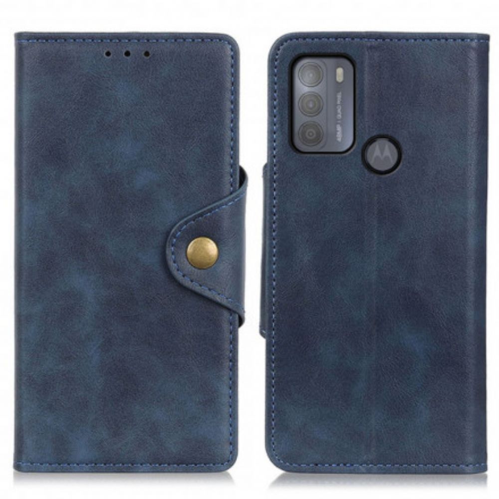 Folio-hoesje voor Moto G50 Kunstleer Decoratieve Knoop