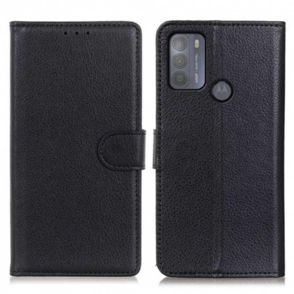 Folio-hoesje voor Moto G50 Traditioneel Litchi-kunstleer