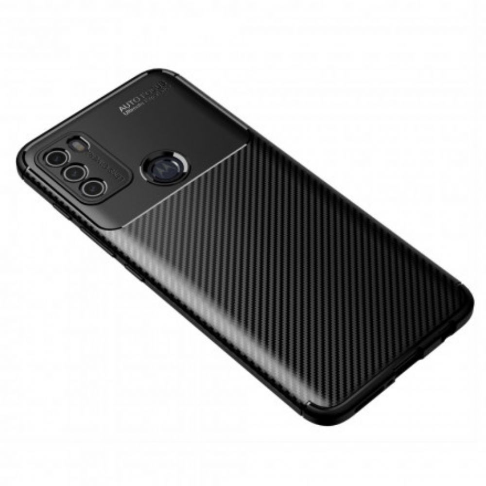 Hoesje voor Moto G50 Slang Met Koolstofvezelstructuur