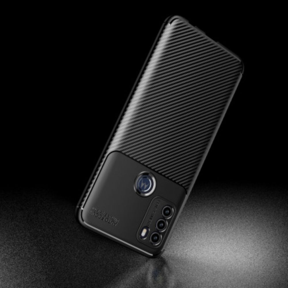 Hoesje voor Moto G50 Slang Met Koolstofvezelstructuur