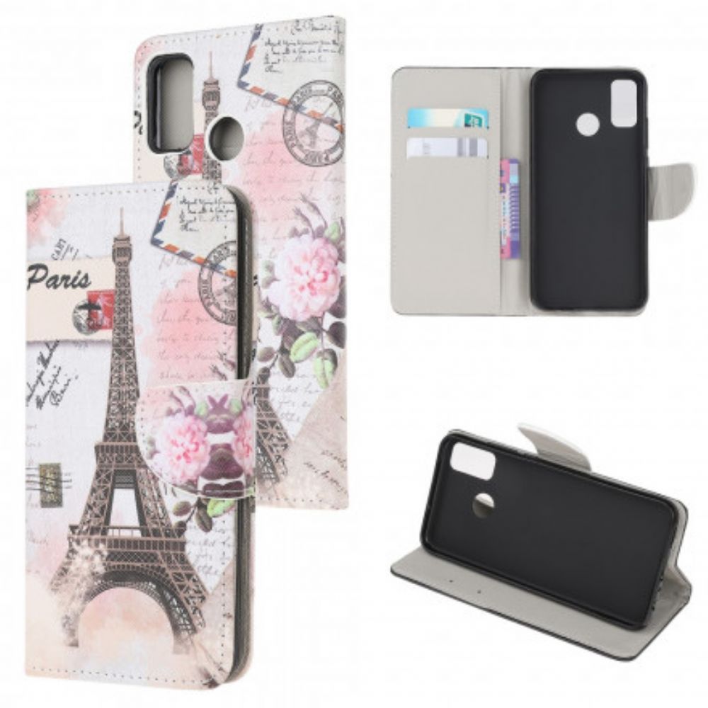 Leren Hoesje voor Moto G50 Retro Eiffeltoren