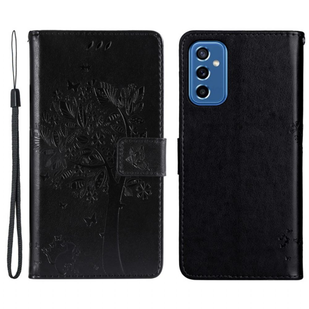 Flip Case voor Samsung Galaxy M52 5G Bloeiende Boom En Kat
