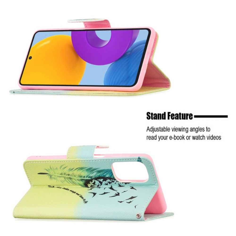 Flip Case voor Samsung Galaxy M52 5G Veren