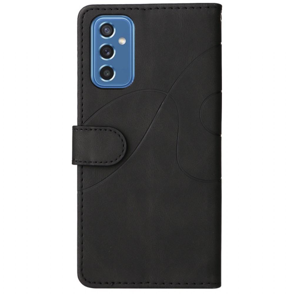 Folio-hoesje voor Samsung Galaxy M52 5G Met Ketting Inktlijn Strippen