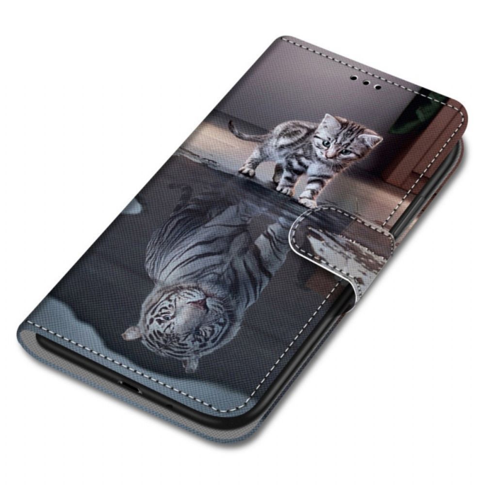 Leren Hoesje voor Samsung Galaxy M52 5G Katten Mijmering