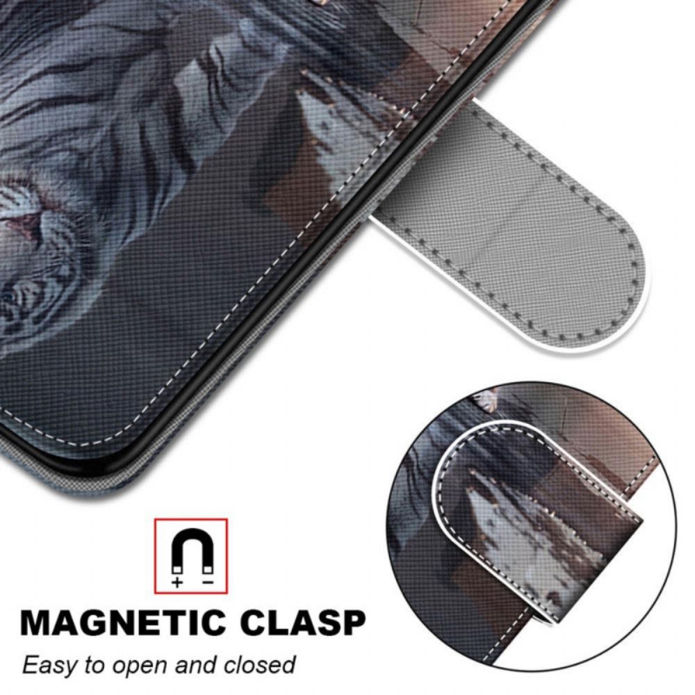 Leren Hoesje voor Samsung Galaxy M52 5G Katten Mijmering