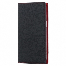 Bescherming Hoesje voor iPhone 14 Met Ketting Folio-hoesje Echte Litchi Lederen Band