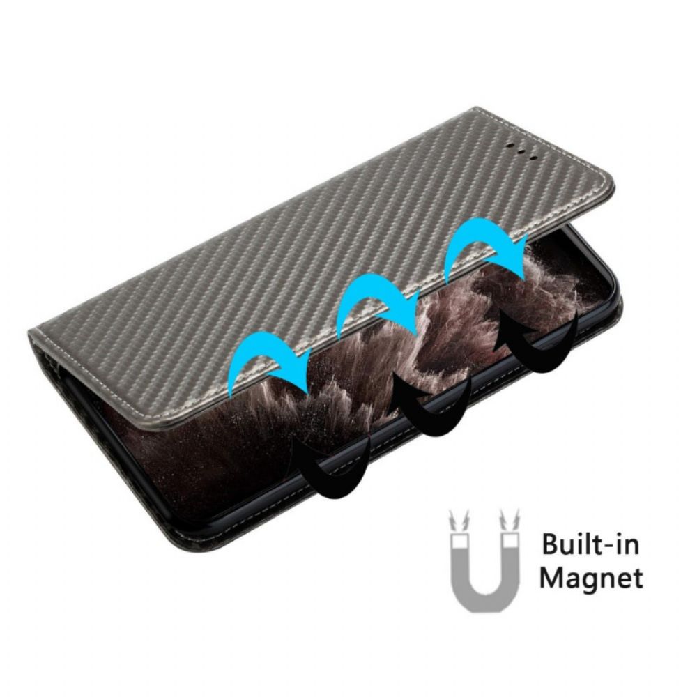 Bescherming Hoesje voor iPhone 14 Met Ketting Folio-hoesje Koolstofvezelbandstijl