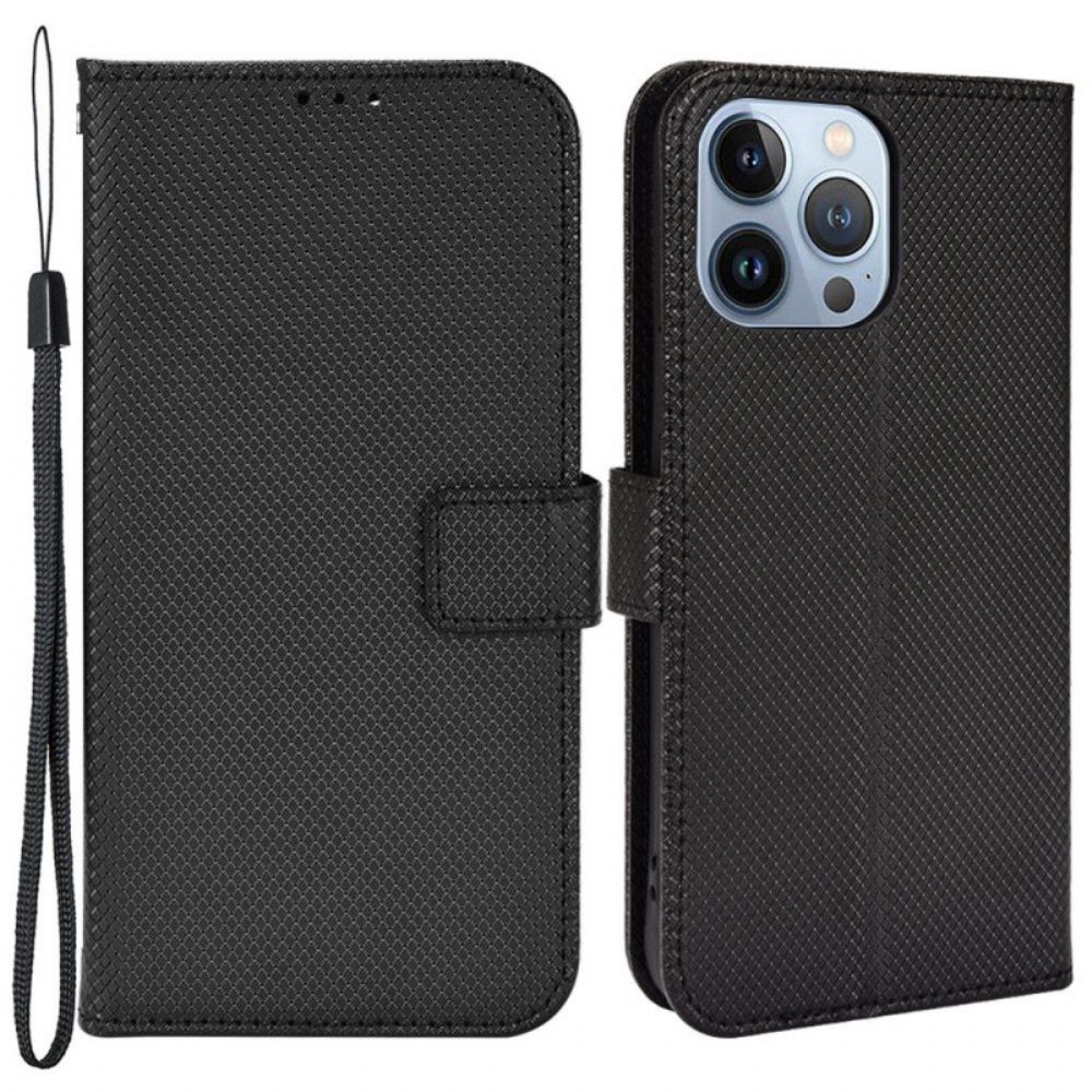 Folio-hoesje voor iPhone 14 Met Ketting Synthetische Lederen Band