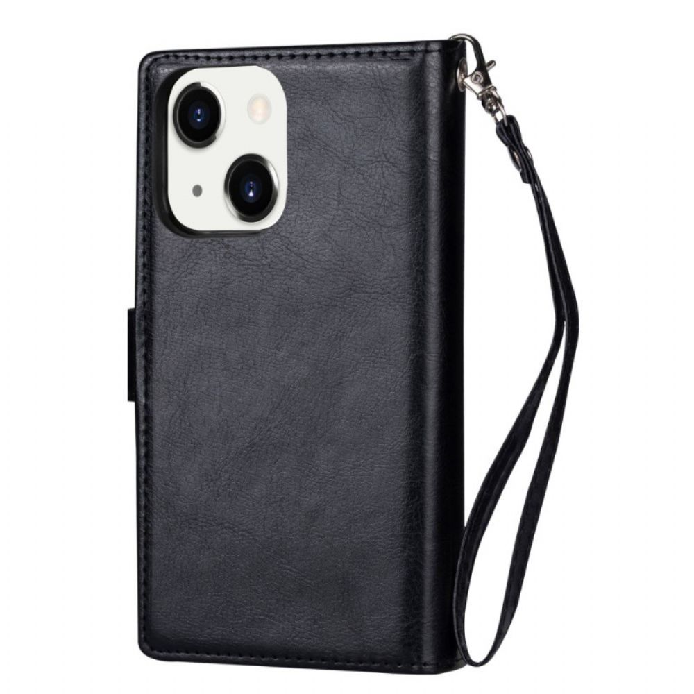 Hoesje Folio-hoesje voor iPhone 14 Afneembare 9-kaarthouder