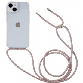 Hoesje voor iPhone 14 Transparant Met Gekleurd Koord