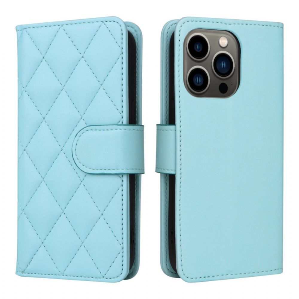 Leren Hoesje voor iPhone 14 Gewatteerde Stijl
