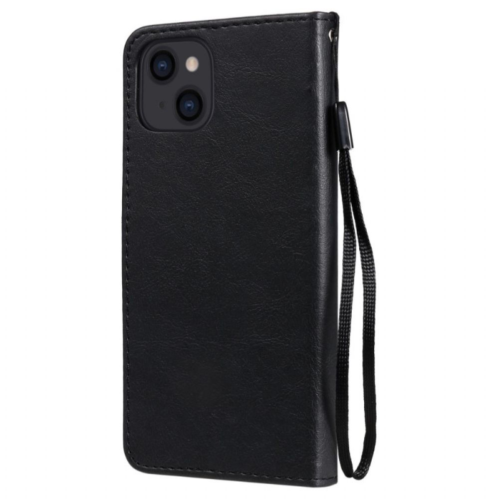 Leren Hoesje voor iPhone 14 Met Ketting Effen Strappy