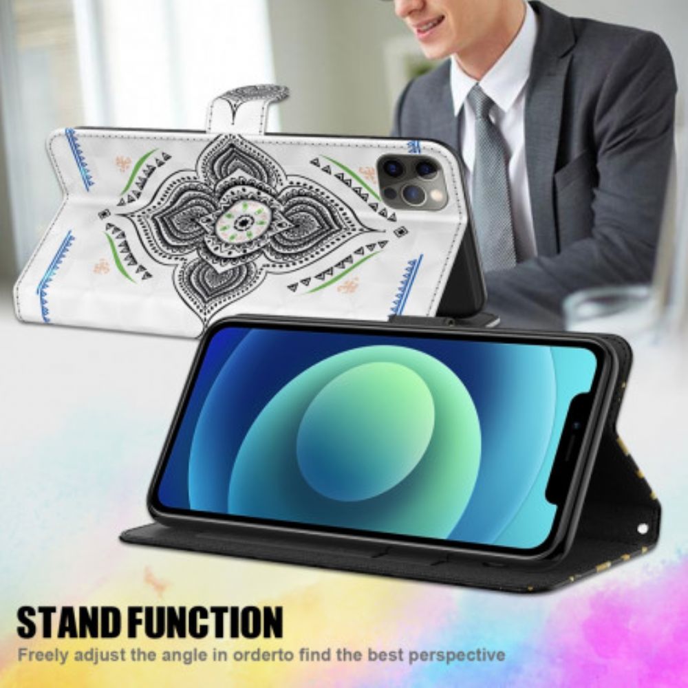 Folio-hoesje voor Samsung Galaxy A32 5G Mandala-lichtspots Met Lanyard
