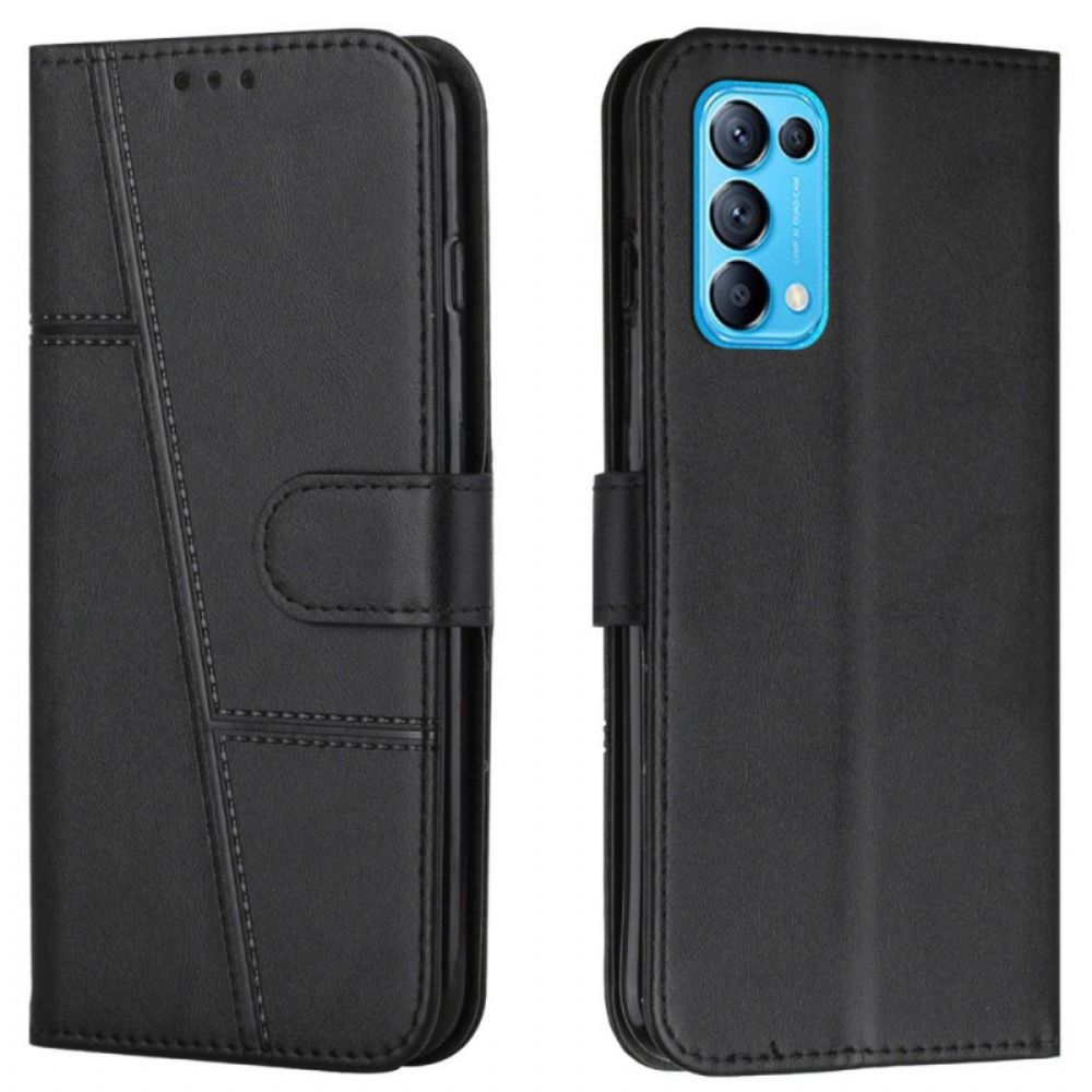 Folio-hoesje voor Oppo Find X3 Lite Met Ketting Geo Kunstleren Band