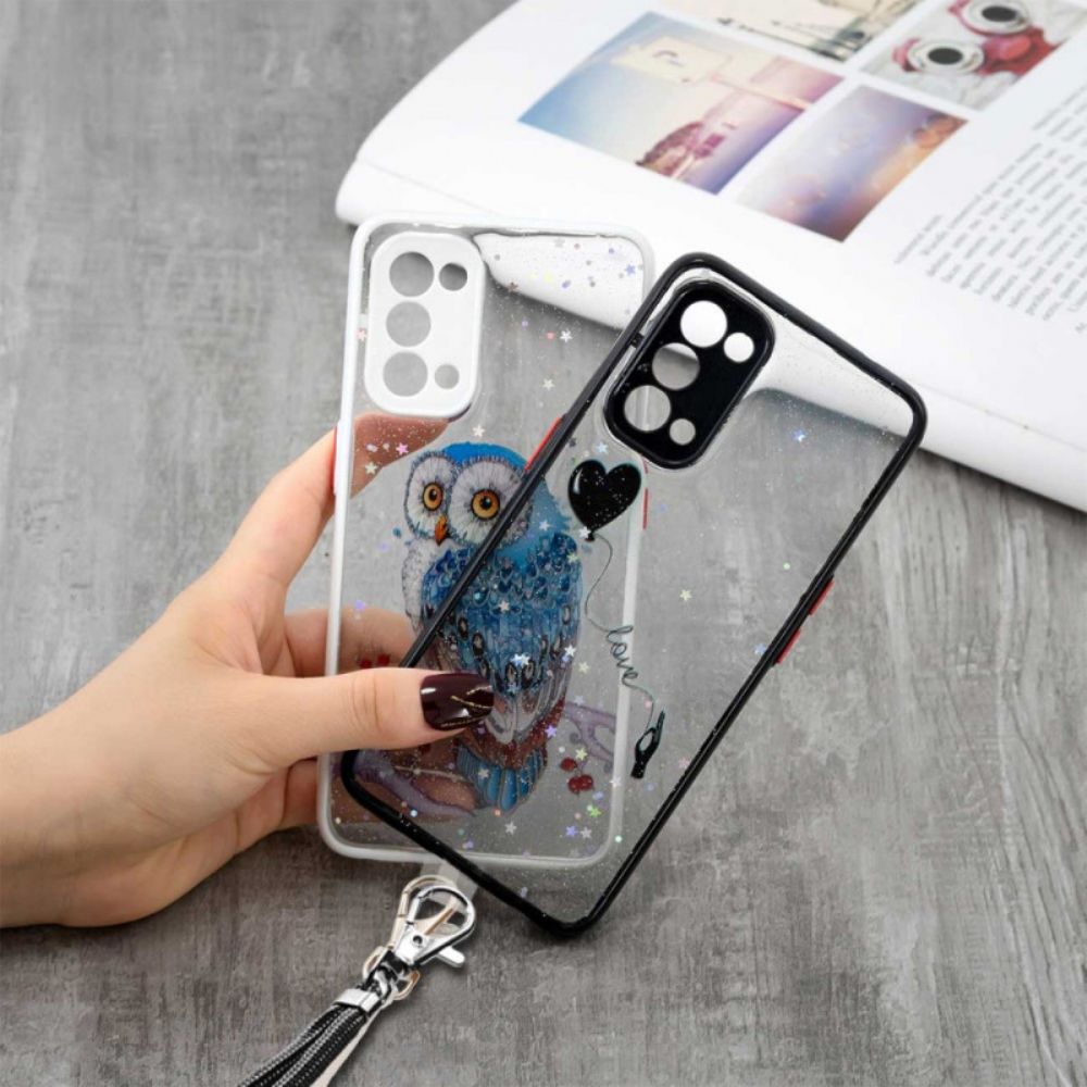 Hoesje voor Oppo Find X3 Lite Bloemenvlinder Met Koord