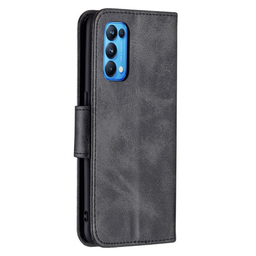 Leren Hoesje voor Oppo Find X3 Lite Folio-hoesje Gladde Schuine Klep