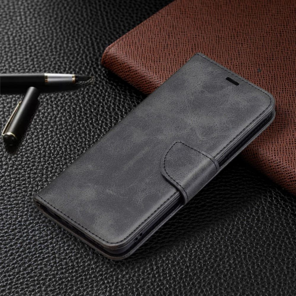 Leren Hoesje voor Oppo Find X3 Lite Folio-hoesje Gladde Schuine Klep