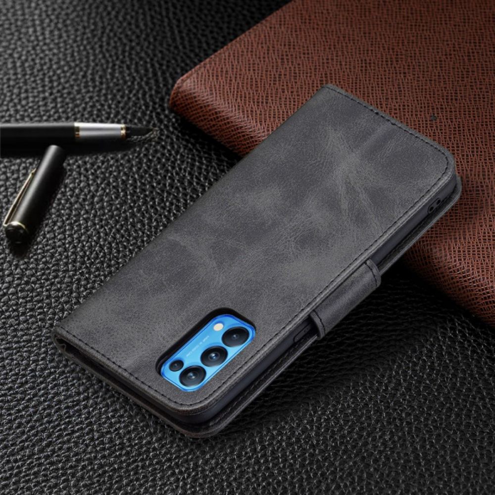 Leren Hoesje voor Oppo Find X3 Lite Folio-hoesje Gladde Schuine Klep
