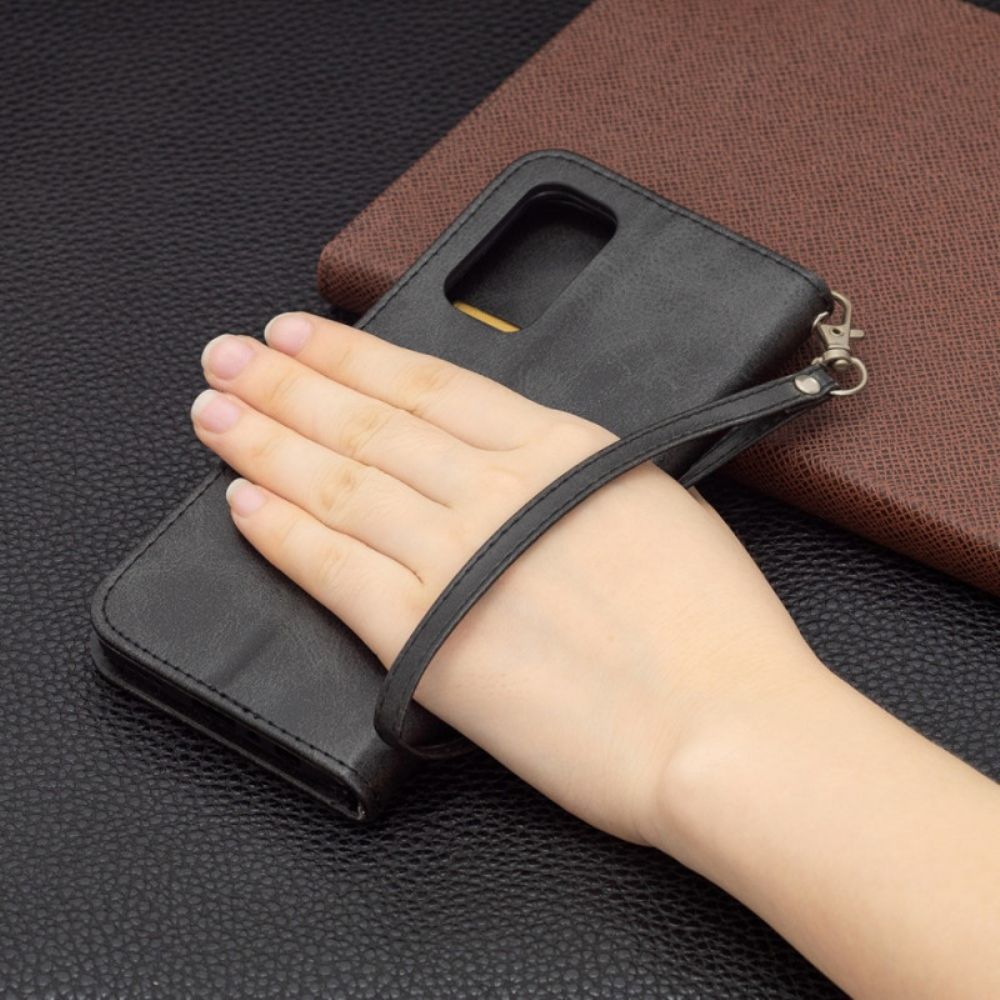 Leren Hoesje voor Oppo Find X3 Lite Folio-hoesje Gladde Schuine Klep