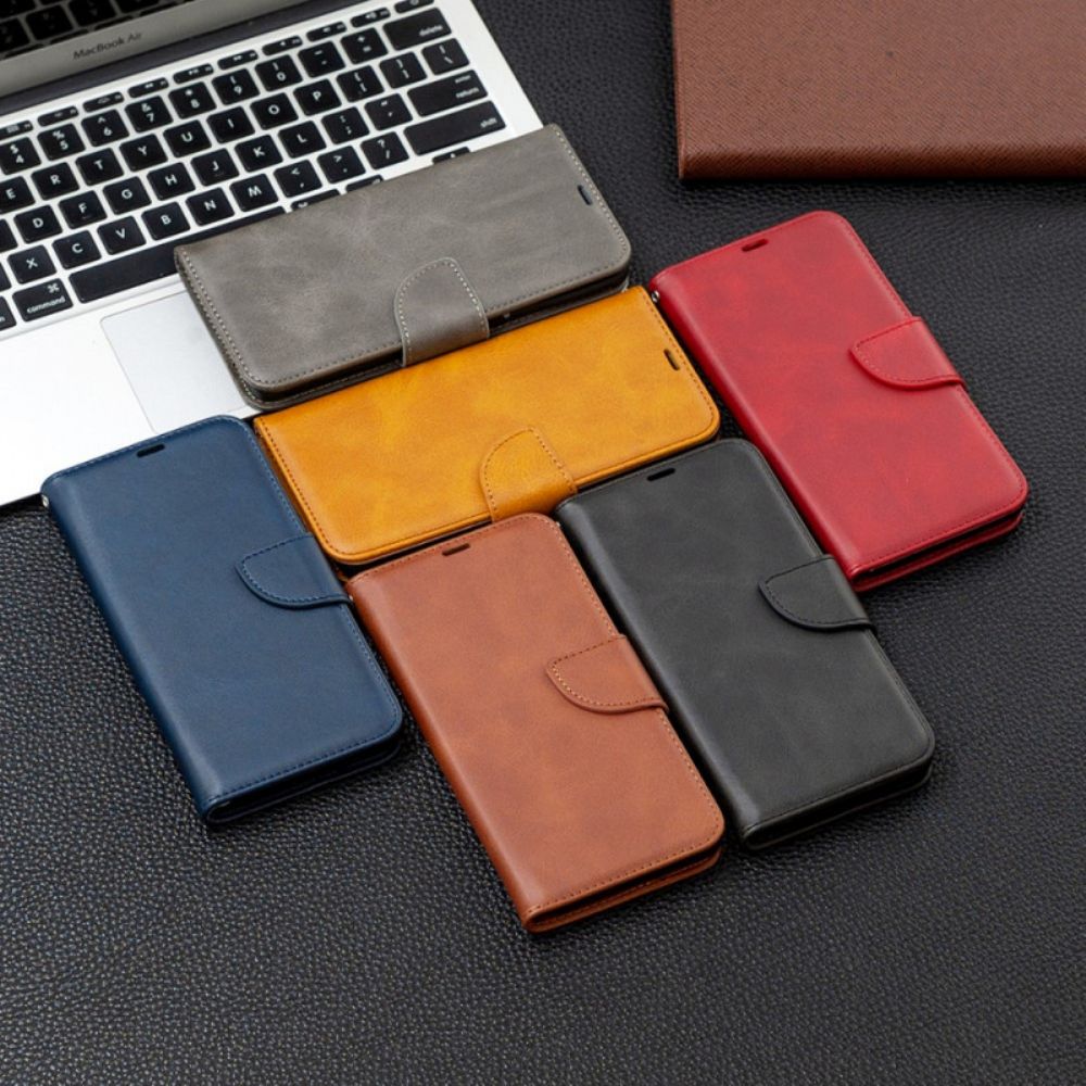 Leren Hoesje voor Oppo Find X3 Lite Folio-hoesje Gladde Schuine Klep