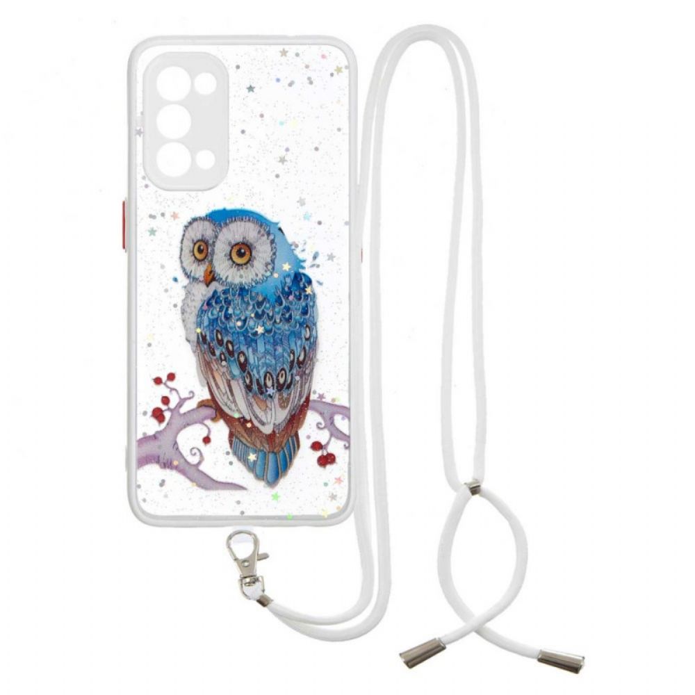 Telefoonhoesje voor Oppo Find X3 Lite Uil Met Koord