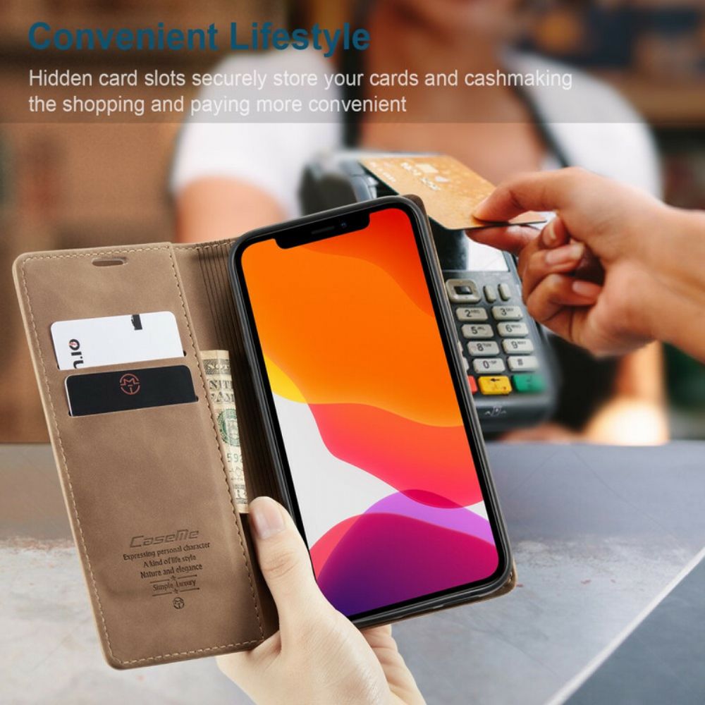 Bescherming Hoesje voor iPhone 12 / 12 Pro Folio-hoesje Caseme Kunstleer