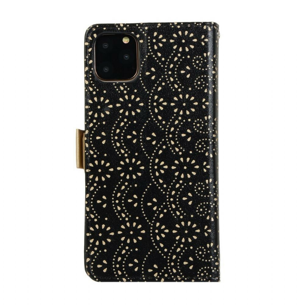Folio-hoesje voor iPhone 12 / 12 Pro Met Ketting Portemonnee Met Veters En Bandjes