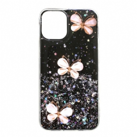 Hoesje voor iPhone 12 / 12 Pro 3d Vlinders Pailletten