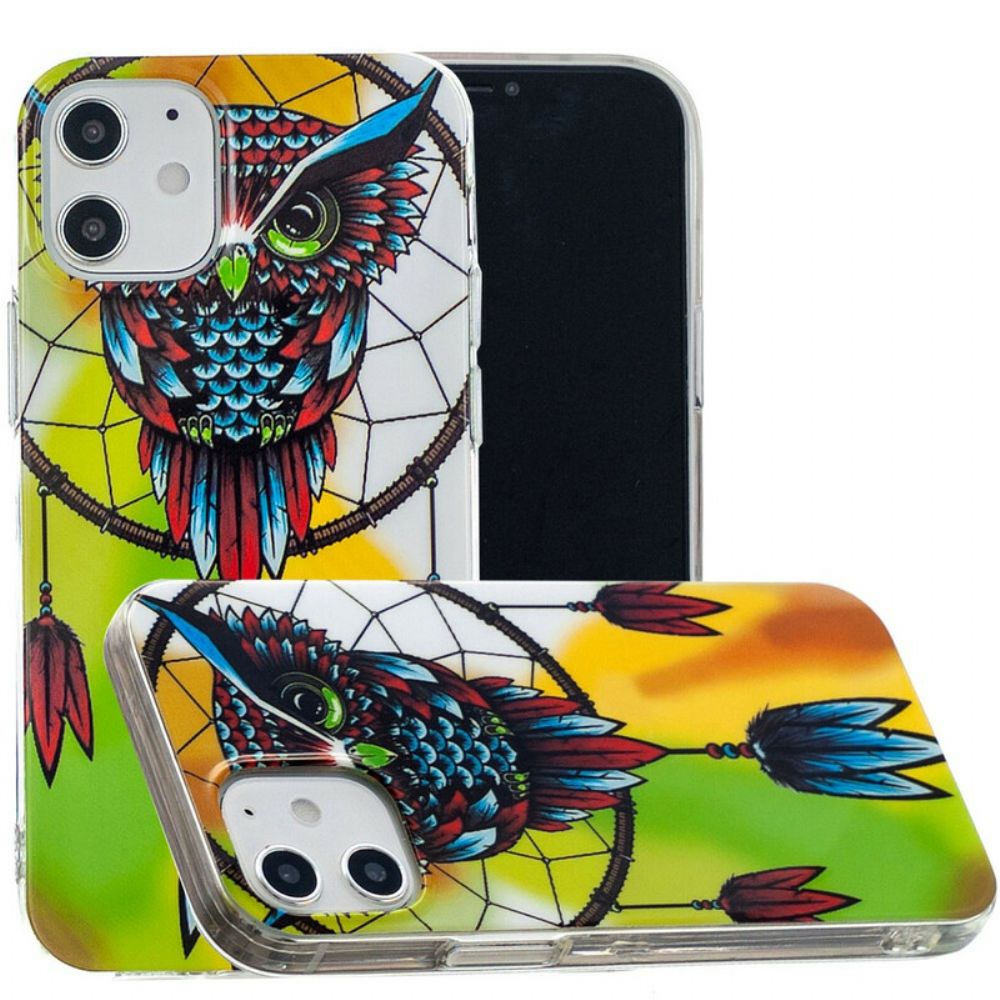 Hoesje voor iPhone 12 / 12 Pro Fluorescerende Uil Dromenvanger