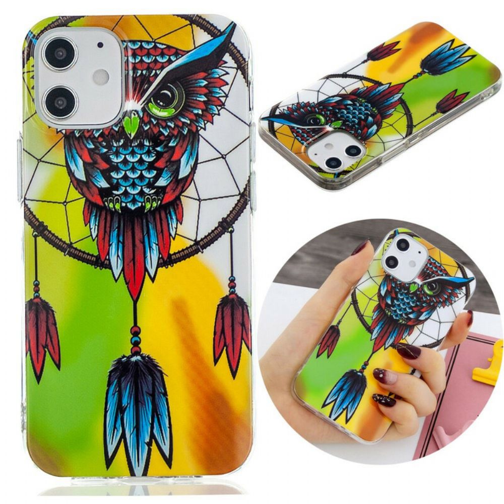 Hoesje voor iPhone 12 / 12 Pro Fluorescerende Uil Dromenvanger