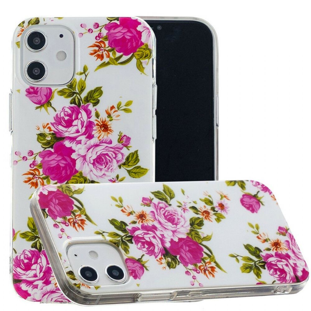 Hoesje voor iPhone 12 / 12 Pro Fluorescerende Vrijheidsbloemen
