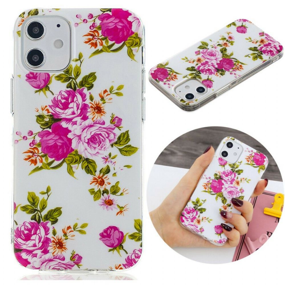 Hoesje voor iPhone 12 / 12 Pro Fluorescerende Vrijheidsbloemen