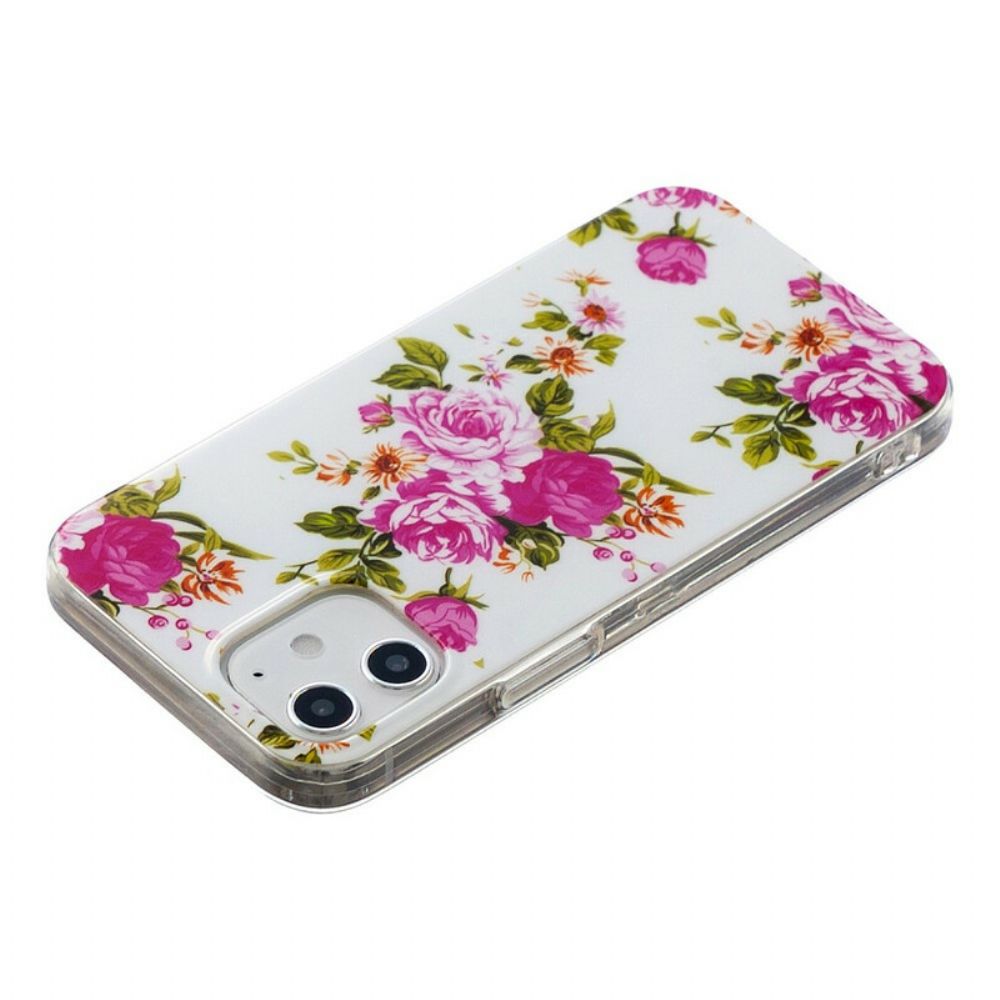 Hoesje voor iPhone 12 / 12 Pro Fluorescerende Vrijheidsbloemen