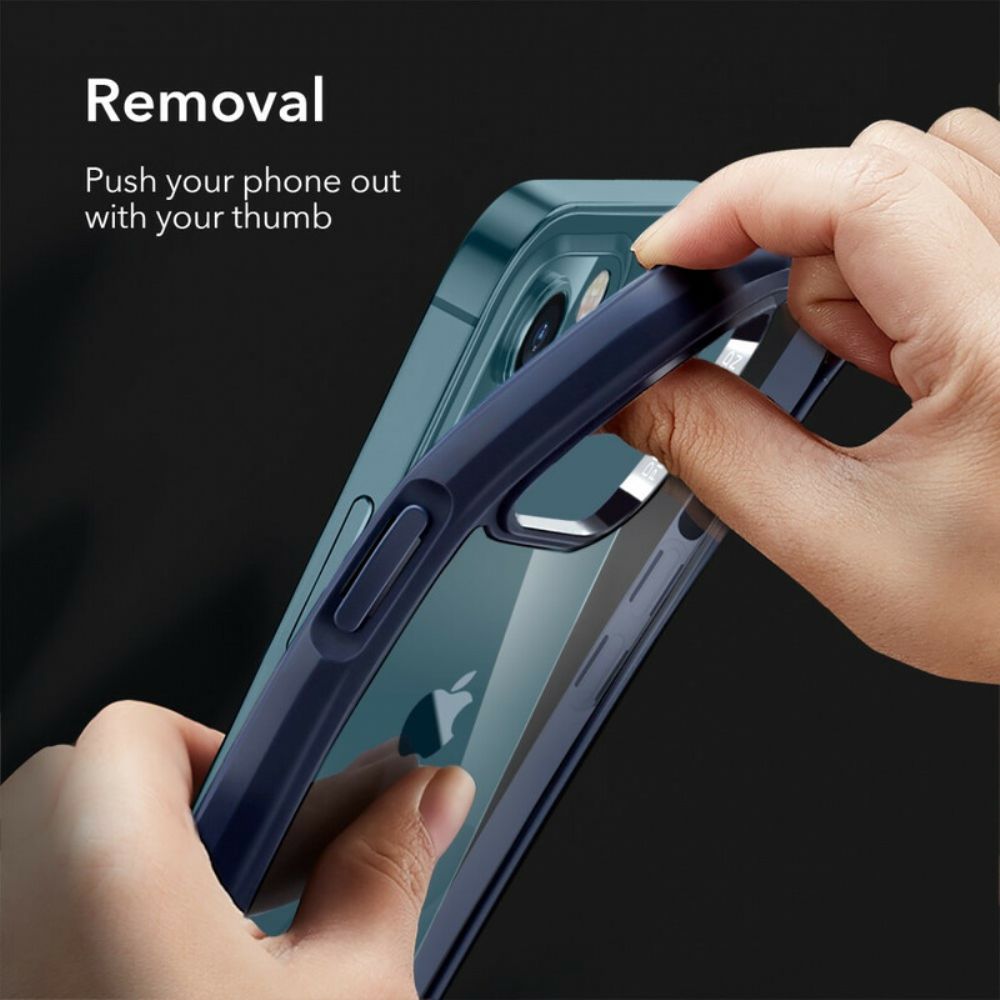 Hoesje voor iPhone 12 / 12 Pro Glazen Achterkant En Siliconen Randen