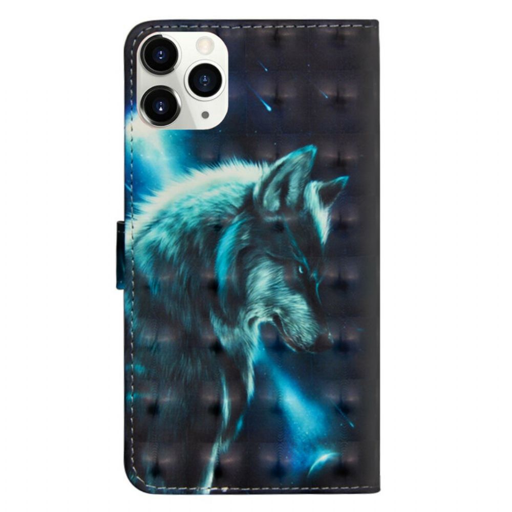 Leren Hoesje voor iPhone 12 / 12 Pro Lichtvlek Majestueuze Wolf