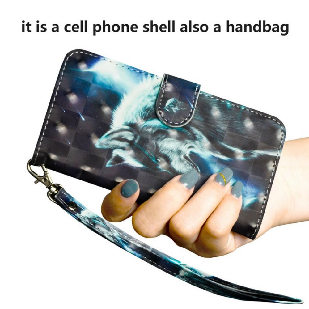 Leren Hoesje voor iPhone 12 / 12 Pro Lichtvlek Majestueuze Wolf