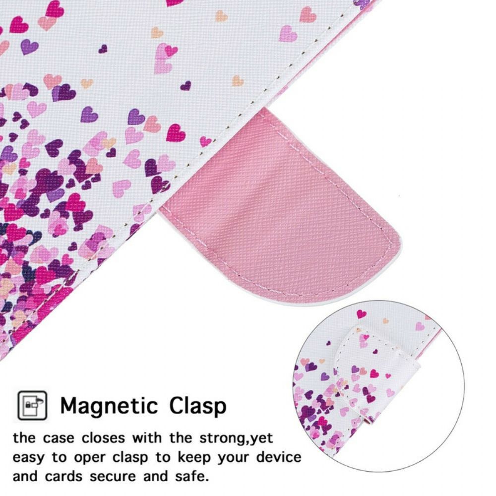 Leren Hoesje voor iPhone 12 / 12 Pro Met Ketting Meerdere Hartjes Met Bandjes