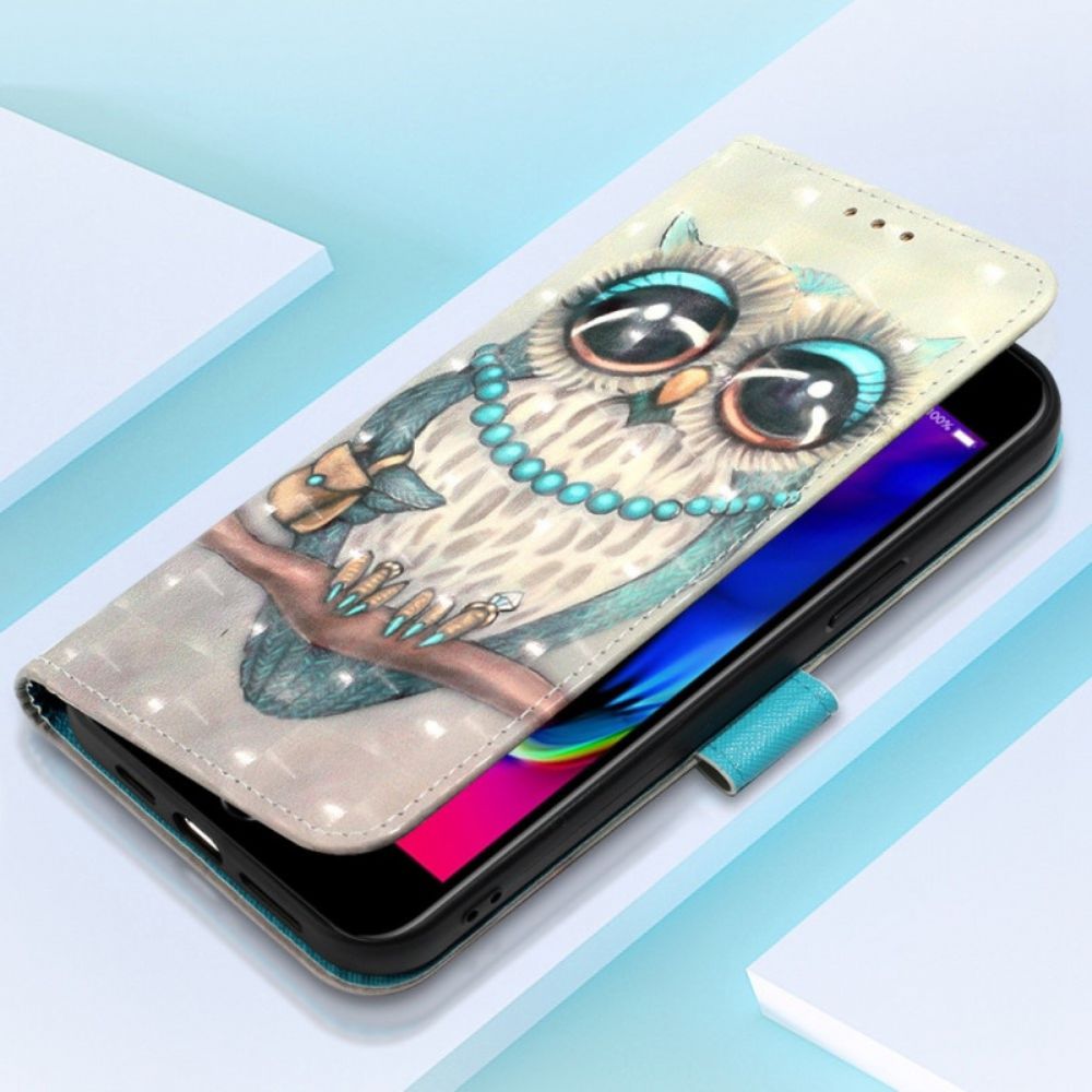 Folio-hoesje voor iPhone SE 3 / SE 2 / 8 / 7 Met Ketting Miss Strappy Uil