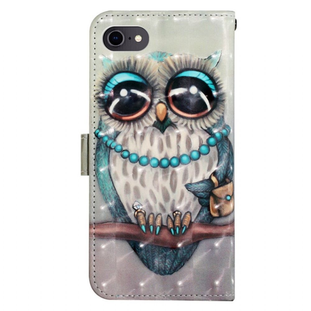 Folio-hoesje voor iPhone SE 3 / SE 2 / 8 / 7 Met Ketting Miss Strappy Uil