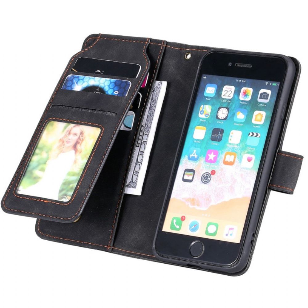 Folio-hoesje voor iPhone SE 3 / SE 2 / 8 / 7 Verticale Steunkaarthouder