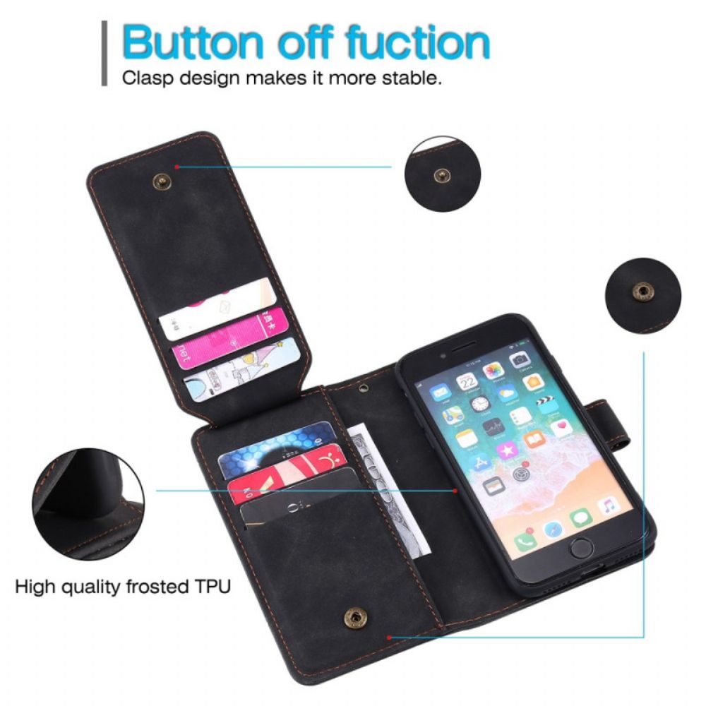 Folio-hoesje voor iPhone SE 3 / SE 2 / 8 / 7 Verticale Steunkaarthouder