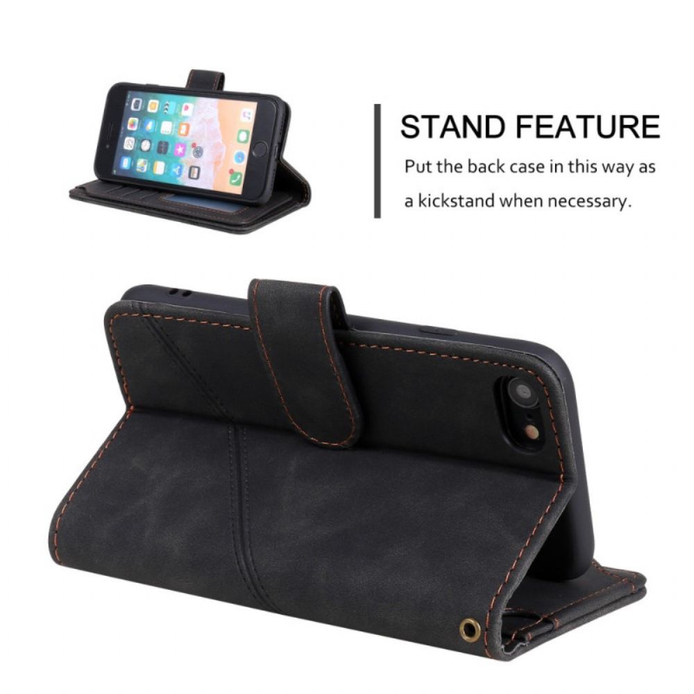 Folio-hoesje voor iPhone SE 3 / SE 2 / 8 / 7 Verticale Steunkaarthouder
