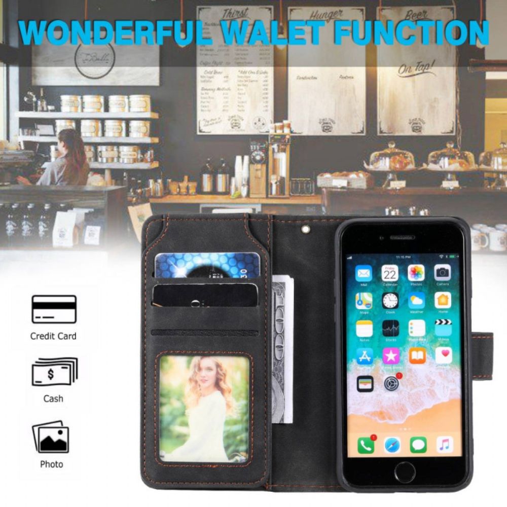 Folio-hoesje voor iPhone SE 3 / SE 2 / 8 / 7 Verticale Steunkaarthouder