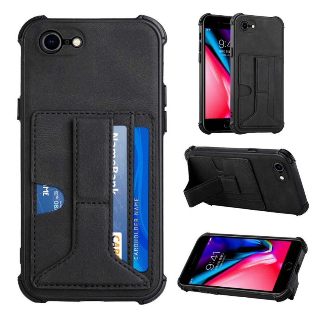 Telefoonhoesje voor iPhone SE 3 / SE 2 / 8 / 7 Leren Houder En Kaarthouder