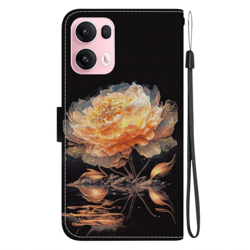 Flip Case Leren Oppo Reno 13 Pro 5g Gouden Pioenroos