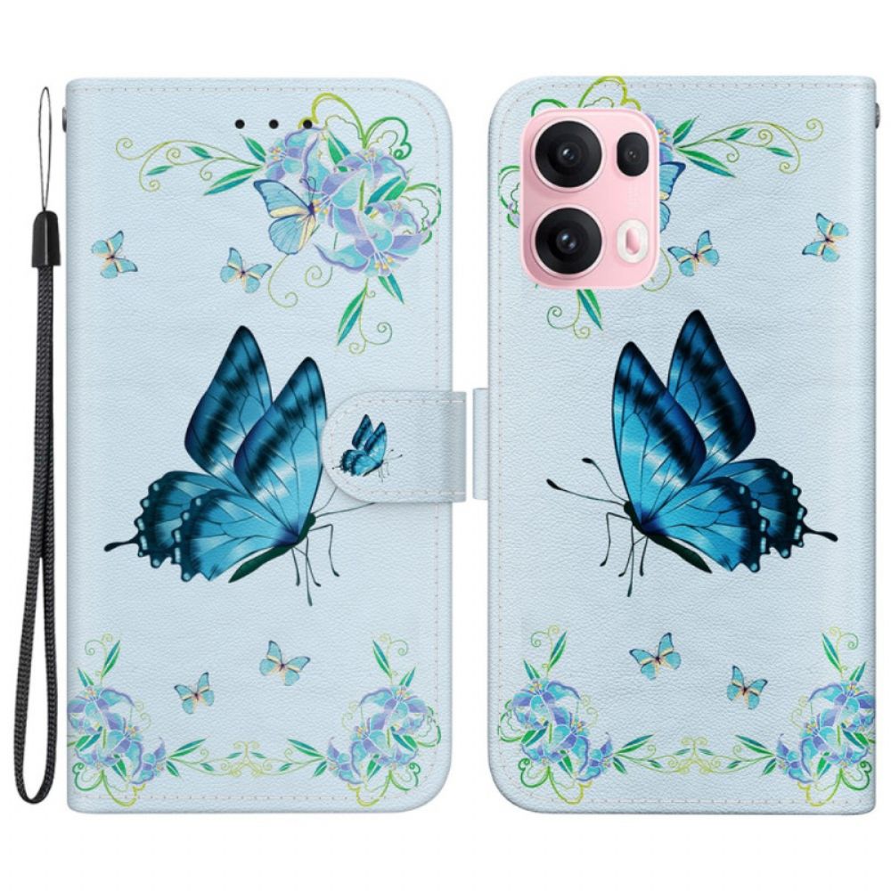 Folio-hoesje Oppo Reno 13 Pro 5g Telefoonhoesje Blauwe Vlinders En Bloemen