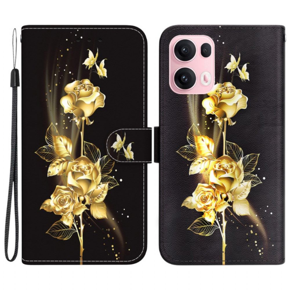 Folio-hoesje Oppo Reno 13 Pro 5g Telefoonhoesje Gouden En Roze Vlinders